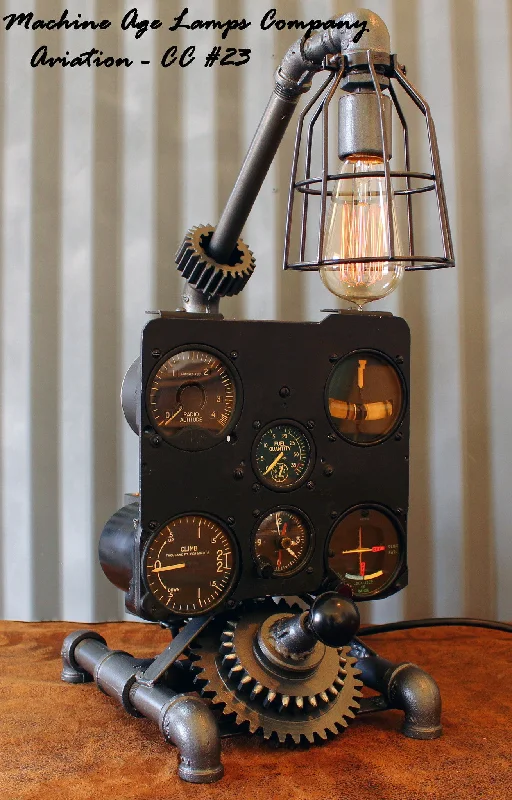 Industrial Lighting for Pharmaceutical ManufacturingSteampunk Lamp, Vintage Airplane Dash Avionics Instrument panel #CC23 - SOLD