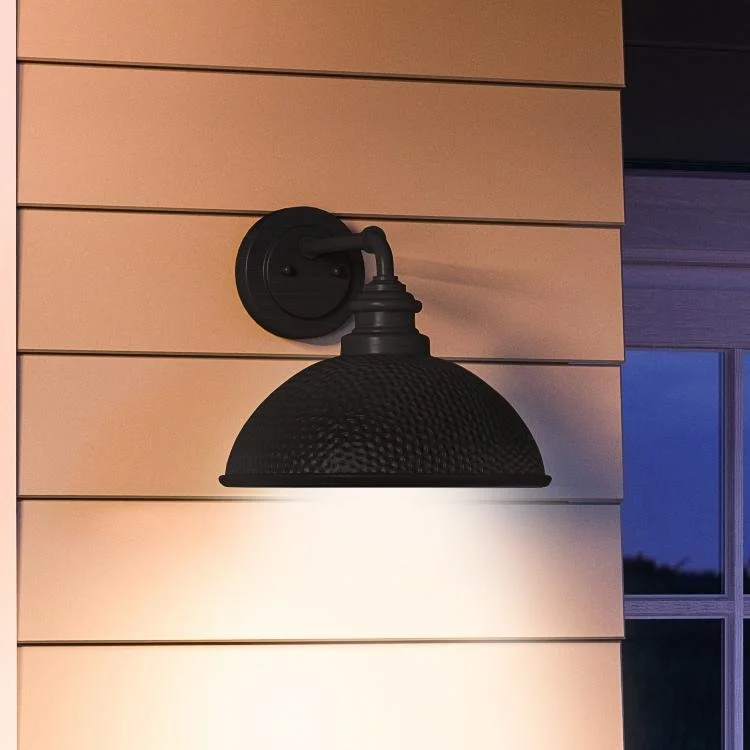 Industrial Lighting for Food Processing FactoriesUHP1177 Hammered Outdoor Wall Light, 10-3/8" x 12", Midnight Black Finish, Firenze Collection Industrial Lighting for Food Processing FactoriesUHP1177 Hammered Outdoor Wall Light, 10-3/8" x 12", Midnight Black Finish, Firenze Collection