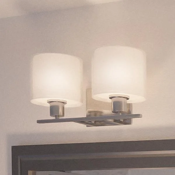 Industrial Lighting for Woodworking FactoriesUHP2510 Cosmopolitan Bathroom Vanity Light, 7.375"H x 14.5"W, Brushed Nickel Finish, Tacoma Collection Industrial Lighting for Woodworking FactoriesUHP2510 Cosmopolitan Bathroom Vanity Light, 7.375"H x 14.5"W, Brushed Nickel Finish, Tacoma Collection