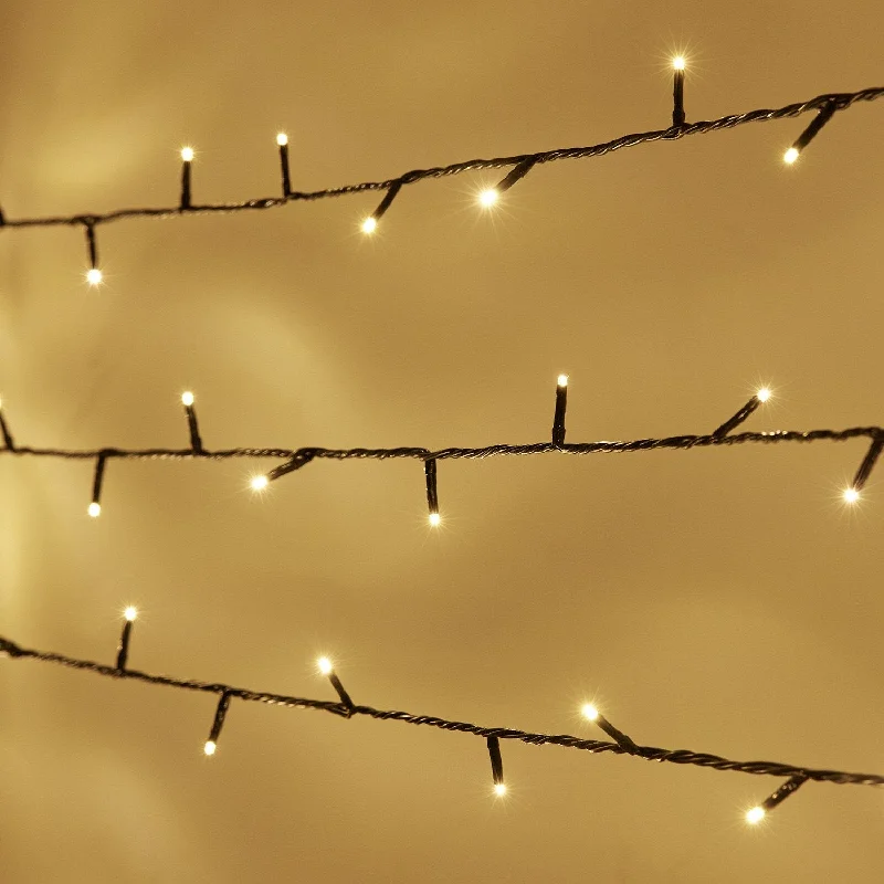 String Lights with Edison Bulbs for Rustic AmbianceEssential Connect 60m 600 Warm White Connectable Fairy Lights Green Cable