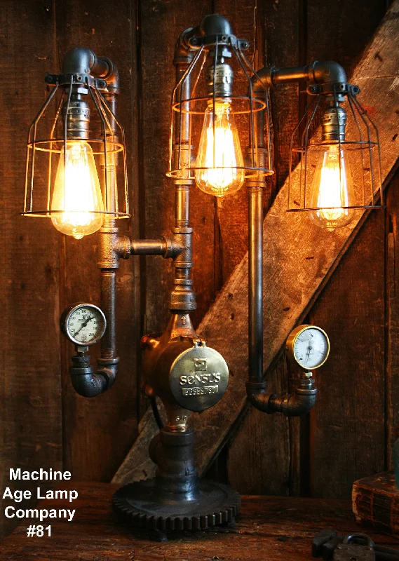 Industrial Lighting for Chemical PlantsSteampunk Lamp, Industrial Lighting Steam Gauge - #81 - Sold Industrial Lighting for Chemical PlantsSteampunk Lamp, Industrial Lighting Steam Gauge - #81 - Sold