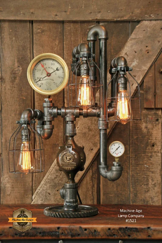 Dimmable Industrial Lighting for Ambiance ControlSteampunk Industrial Steam Gauge Lamp / Memphis / Tenn #1521 sold Dimmable Industrial Lighting for Ambiance ControlSteampunk Industrial Steam Gauge Lamp / Memphis / Tenn #1521 sold
