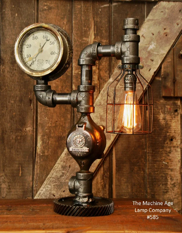 Industrial Emergency Lighting for Safety in FactoriesMachine Age Steampunk Steam Gauge Lamp #585 Industrial Emergency Lighting for Safety in FactoriesMachine Age Steampunk Steam Gauge Lamp #585
