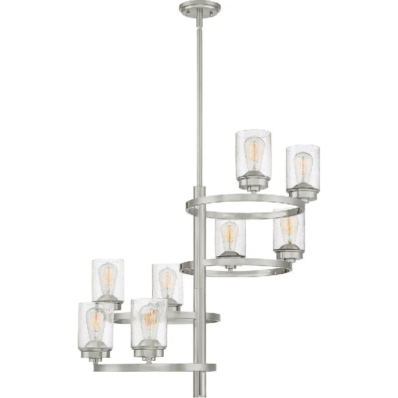 Quoizel Lighting EVL5008 BN Evolution Collection Eight Light Hanging Chandelier in Brushed Nickel Finish Quoizel Lighting EVL5008 BN Evolution Collection Eight Light Hanging Chandelier in Brushed Nickel Finish