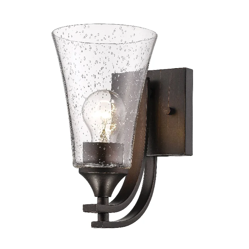 Industrial Lighting for Pharmaceutical ManufacturingNatalie Wall Sconce - Rubbed Bronze - Clear Seeded Glass - 8.25in. Extension - E26 Medium Base Industrial Lighting for Pharmaceutical ManufacturingNatalie Wall Sconce - Rubbed Bronze - Clear Seeded Glass - 8.25in. Extension - E26 Medium Base