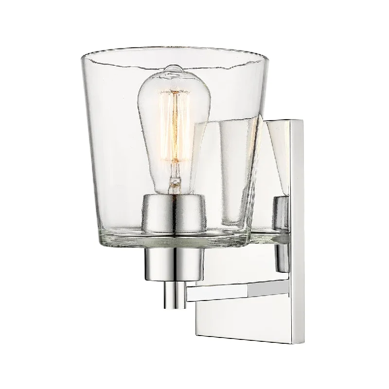 Industrial Wall - Mounted Lighting for Workshop WallsEvalon Wall Sconce - Chrome - Clear Glass - 7.5in. Extension - E26 Medium Base Industrial Wall - Mounted Lighting for Workshop WallsEvalon Wall Sconce - Chrome - Clear Glass - 7.5in. Extension - E26 Medium Base