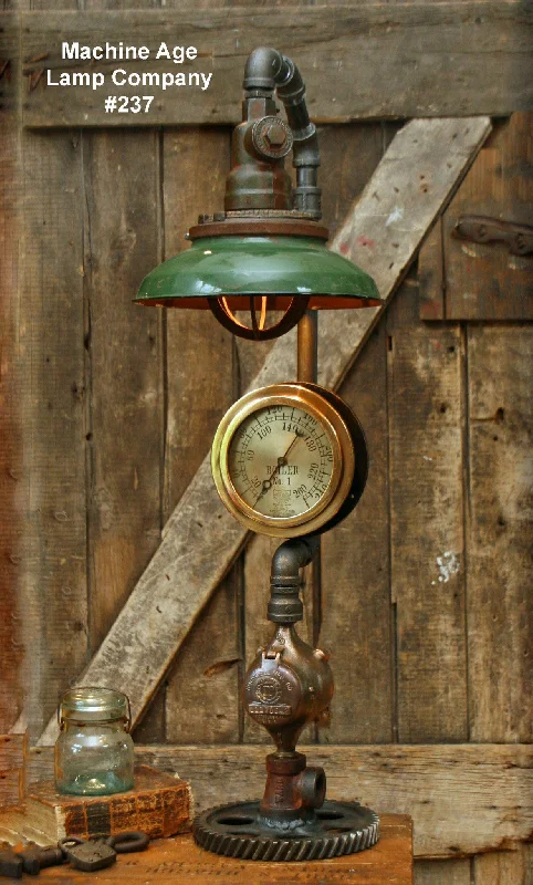 Industrial Wall - Mounted Lighting for Workshop WallsSteampunk Industrial Lamp, Steam Gauge, Green Shade #237 - SOLD Industrial Wall - Mounted Lighting for Workshop WallsSteampunk Industrial Lamp, Steam Gauge, Green Shade #237 - SOLD