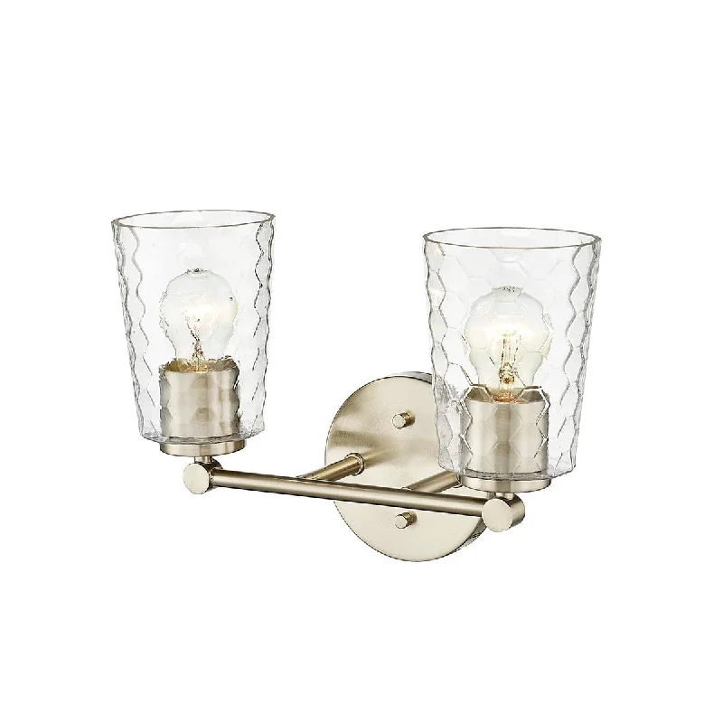 Low - Bay Industrial Lighting Fixtures for Small Factories2 Lamps Ashli Vanity Light - Modern Gold - Clear Honeycomb Glass - 13.5in. Wide Low - Bay Industrial Lighting Fixtures for Small Factories2 Lamps Ashli Vanity Light - Modern Gold - Clear Honeycomb Glass - 13.5in. Wide
