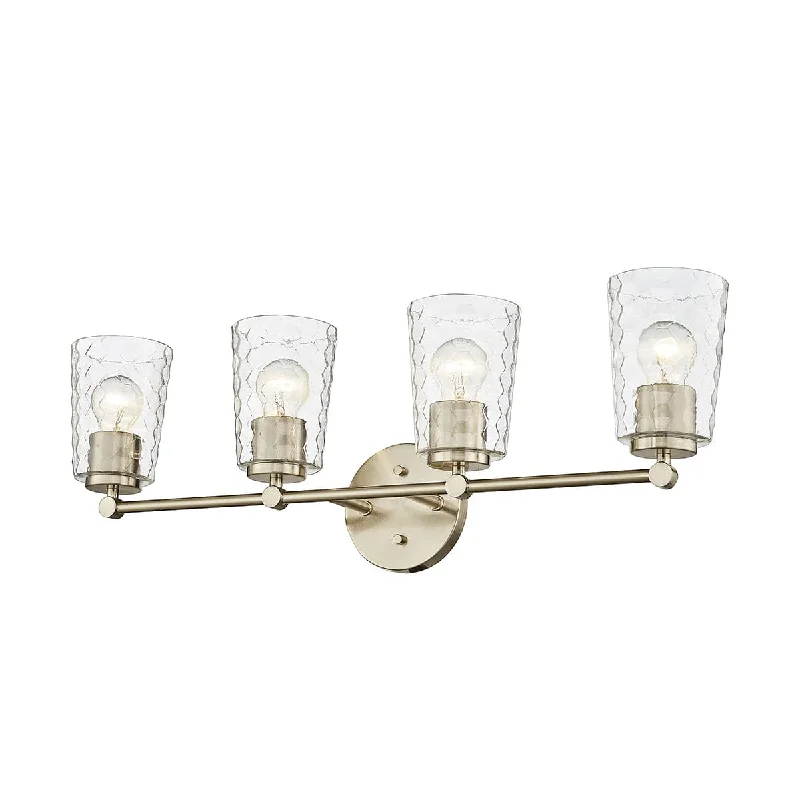 Industrial Exit Sign Lighting for Quick Evacuation4 Lamps Ashli Vanity Light - Modern Gold - Clear Honeycomb Glass - 28in. Wide Industrial Exit Sign Lighting for Quick Evacuation4 Lamps Ashli Vanity Light - Modern Gold - Clear Honeycomb Glass - 28in. Wide