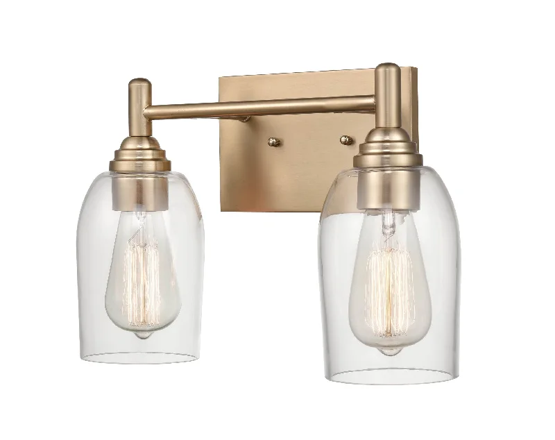Industrial Lighting for Woodworking Factories2 Lamps Arlett Vanity Light - Modern Gold - Clear Glass - 13.125in. Wide Industrial Lighting for Woodworking Factories2 Lamps Arlett Vanity Light - Modern Gold - Clear Glass - 13.125in. Wide
