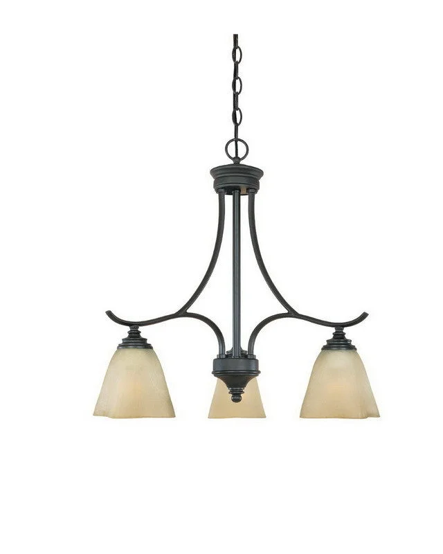 Designers Fountain Lighting 81983 BNB Bella Vista Collection Three Light Hanging Chandelier in Burnished Bronze Finish