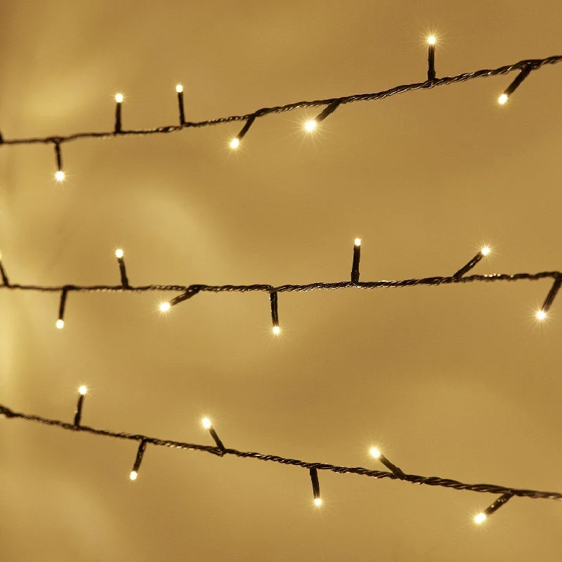 String Lights for Camping TripsEssential Connect 50m 500 Warm White Connectable Fairy Lights Green Cable