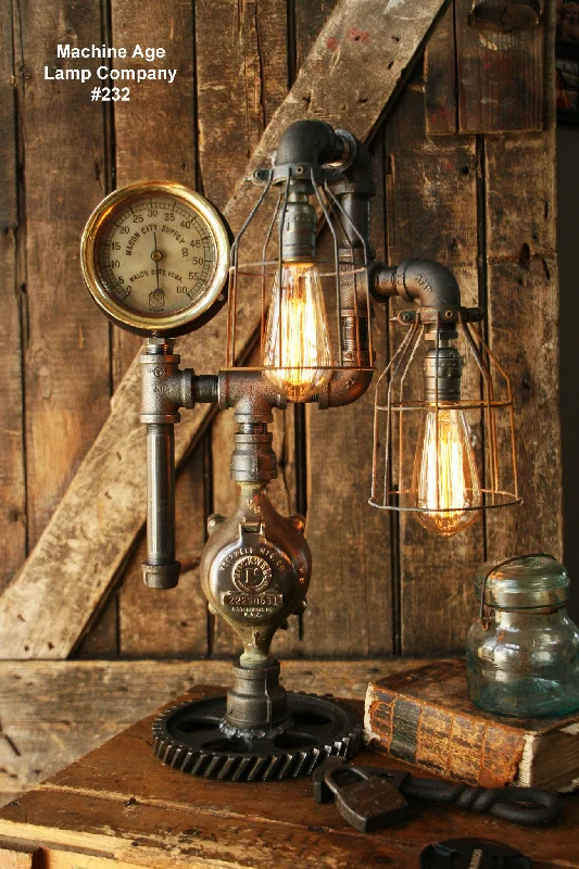 Adjustable Industrial Lighting for Flexible IlluminationSteampunk Industrial Lamp, Steam Gauge, Train #232 - SOLD Adjustable Industrial Lighting for Flexible IlluminationSteampunk Industrial Lamp, Steam Gauge, Train #232 - SOLD