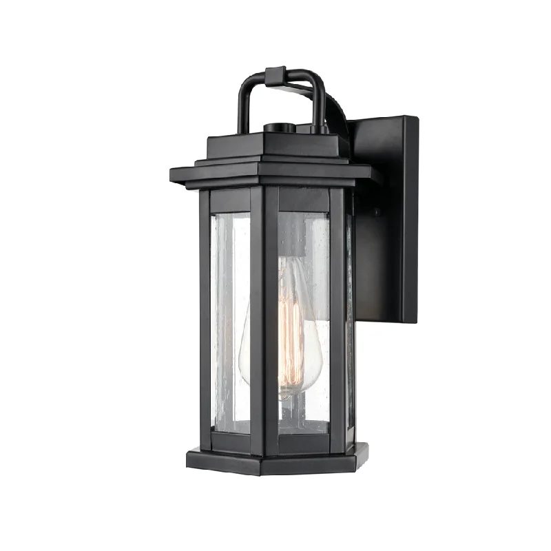 Industrial Lighting for Woodworking FactoriesEllis Outdoor Wall Sconce - Powder Coat Black - Clear Seeded Glass - 7in. Extension - E26 Medium Base Industrial Lighting for Woodworking FactoriesEllis Outdoor Wall Sconce - Powder Coat Black - Clear Seeded Glass - 7in. Extension - E26 Medium Base
