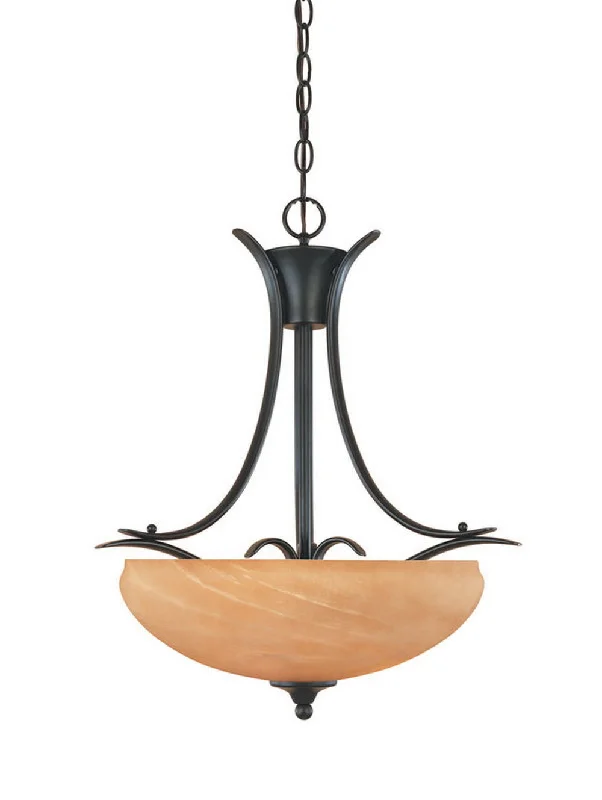 Designers Fountain Lighting 82031 BNB Moon Shadow Collection Three Light Hanging Pendant Chandelier in Burnished Bronze Finish