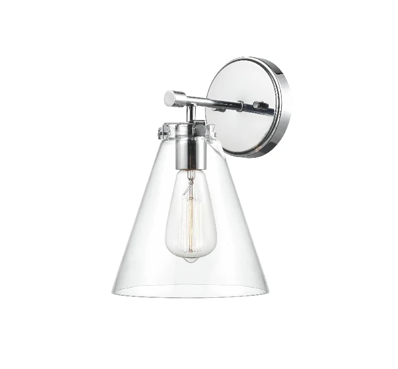 Industrial Lighting for Furniture FactoriesAliza Wall Sconce - Chrome - Clear Glass - 8.5in. Extension - E26 Medium Base Industrial Lighting for Furniture FactoriesAliza Wall Sconce - Chrome - Clear Glass - 8.5in. Extension - E26 Medium Base