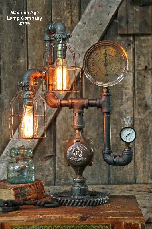 Corrosion - Resistant Industrial Lighting for Coastal FactoriesSteampunk Industrial Lamp, Steam Gauge #239 - SOLD Corrosion - Resistant Industrial Lighting for Coastal FactoriesSteampunk Industrial Lamp, Steam Gauge #239 - SOLD