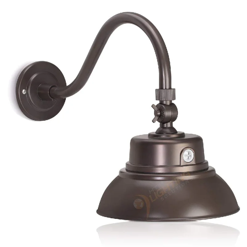 Industrial Task Lighting for Precision Workstations10in Integrated LED Gooseneck Barn Light Fixture With Adjustable Swivel Head - Photocell - Bronze - Renewed Industrial Task Lighting for Precision Workstations10in Integrated LED Gooseneck Barn Light Fixture With Adjustable Swivel Head - Photocell - Bronze - Renewed