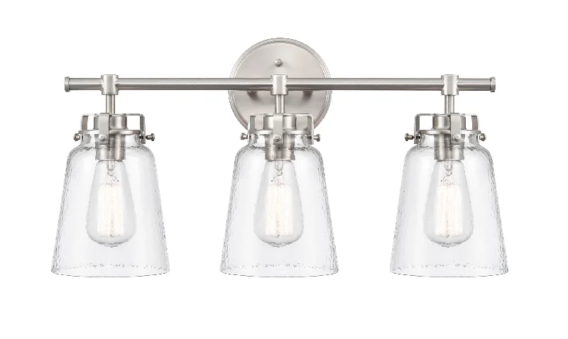 High - Bay LED Industrial Lighting for Warehouses3 Lamps Amberose Vanity Light - Brushed Nickel - Hammered Glass - 23in. Wide High - Bay LED Industrial Lighting for Warehouses3 Lamps Amberose Vanity Light - Brushed Nickel - Hammered Glass - 23in. Wide
