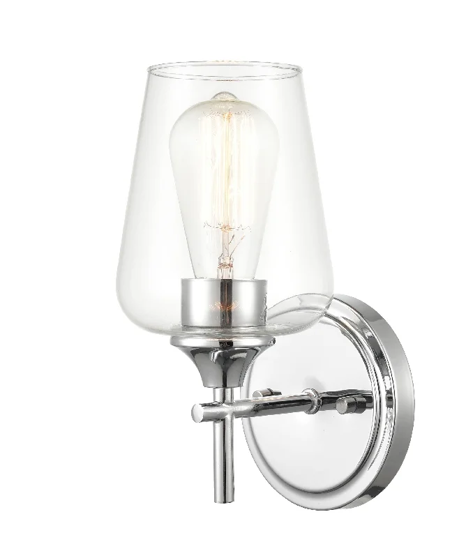 Industrial Task Lighting for Precision WorkstationsAshford Wall Sconce - Chrome - Clear Glass - 6.5in. Extension - E26 Medium Base Industrial Task Lighting for Precision WorkstationsAshford Wall Sconce - Chrome - Clear Glass - 6.5in. Extension - E26 Medium Base