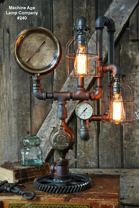 Durable Industrial Lighting for Harsh EnvironmentsSteampunk Industrial Lamp, Steam Gauge #240 - MTO Durable Industrial Lighting for Harsh EnvironmentsSteampunk Industrial Lamp, Steam Gauge #240 - MTO