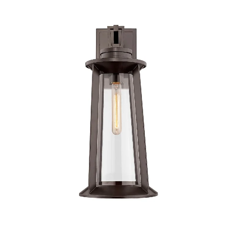 Dimmable Industrial Lighting for Ambiance ControlBolling Outdoor Wall Sconce - Powder Coat Bronze - Clear Glass - 11.5in Extension - E26 Medium Base Dimmable Industrial Lighting for Ambiance ControlBolling Outdoor Wall Sconce - Powder Coat Bronze - Clear Glass - 11.5in Extension - E26 Medium Base