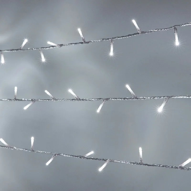 String Lights for Camping TripsEssential Connect 50m 500 White Connectable Fairy Lights Clear Cable