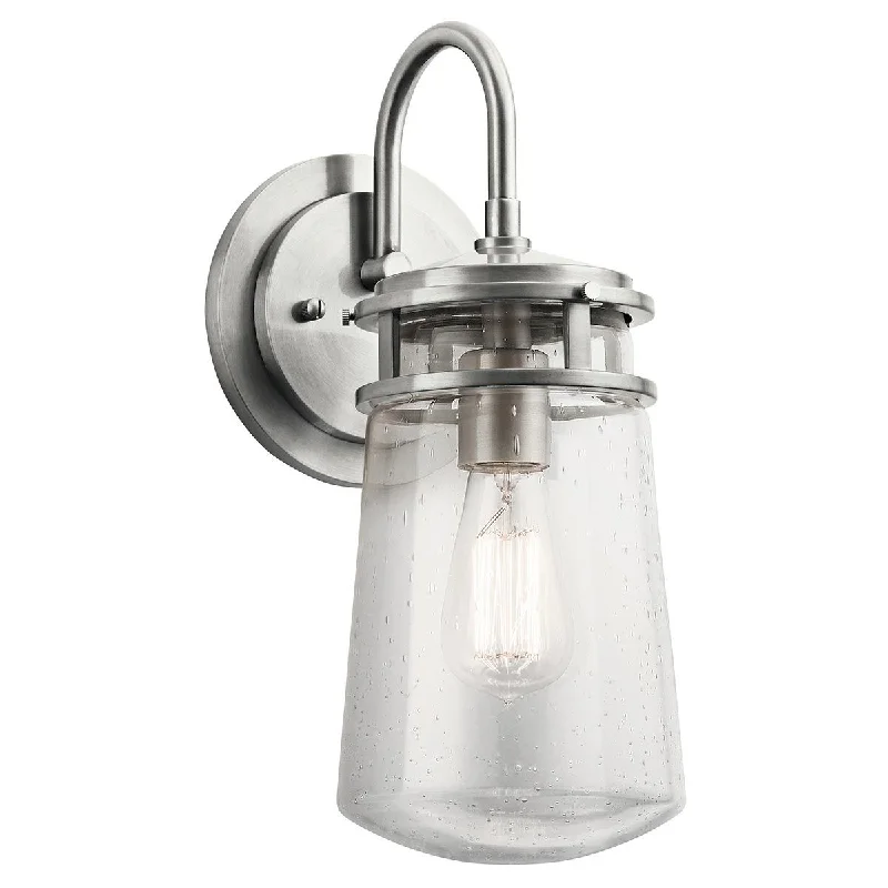 Lyndon 1 Light Small/Medium Outdoor Wall Lantern - Brushed Aluminium/Bronze E27 IP44