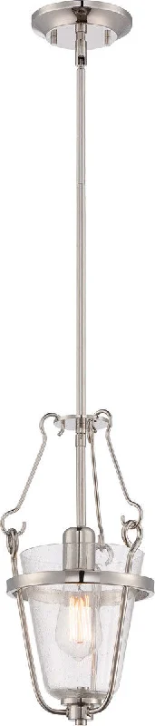 Nuvo Lighting 60-5287 Latham Collection One Light Hanging Pendant in Polished Nickel Finish Nuvo Lighting 60-5287 Latham Collection One Light Hanging Pendant in Polished Nickel Finish