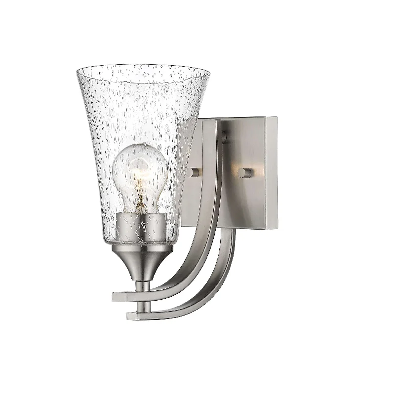 Industrial Lighting for Automotive Manufacturing PlantsNatalie Wall Sconce - Satin Nickel - Clear Seeded Glass - 8.25in. Extension - E26 Medium Base