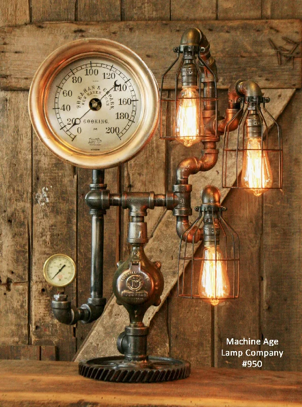 Industrial Lighting for Metal Fabrication ShopsSteampunk Industrial Steam Gauge Lamp, New Haven Conn, #956 - Sold Industrial Lighting for Metal Fabrication ShopsSteampunk Industrial Steam Gauge Lamp, New Haven Conn, #956 - Sold