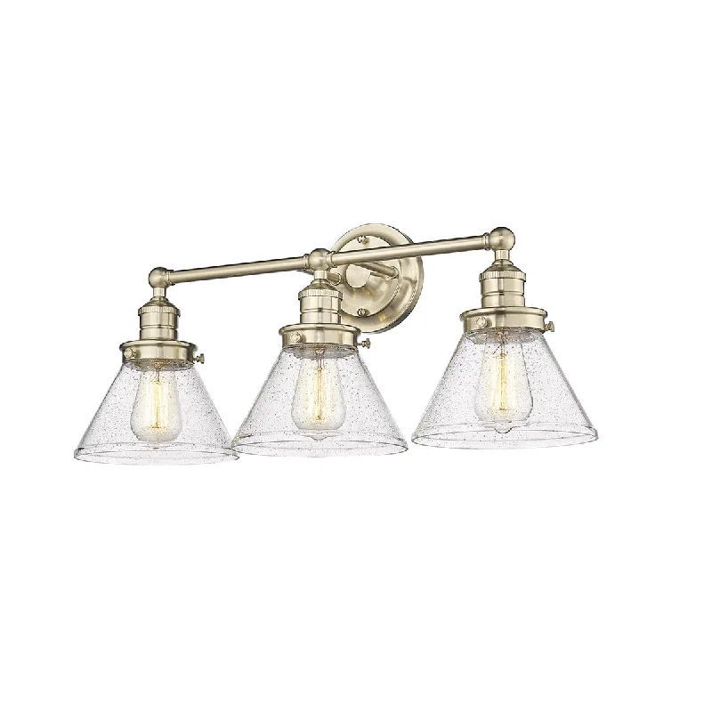 Durable Industrial Lighting for Harsh Environments3 Lamps Eyden Vanity Light - Modern Gold - Clear Seeded Glass - 25.875in. Wide Durable Industrial Lighting for Harsh Environments3 Lamps Eyden Vanity Light - Modern Gold - Clear Seeded Glass - 25.875in. Wide