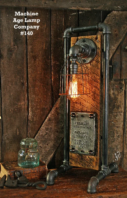 Dimmable Industrial Lighting for Ambiance ControlSteampunk Industrial Lamp Antique Boiler Door - #140 SOLD Dimmable Industrial Lighting for Ambiance ControlSteampunk Industrial Lamp Antique Boiler Door - #140 SOLD