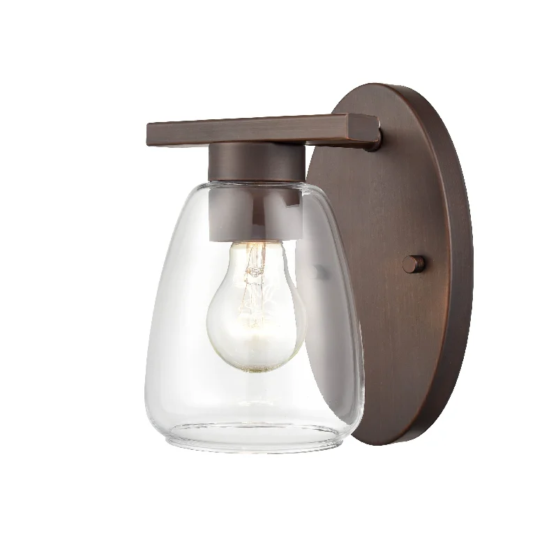 Adjustable Industrial Lighting for Flexible IlluminationSingle Lamp Wall Sconce - Rubbed Bronze - Clear Glass - 7.5in. Extension - E26 Medium Base Adjustable Industrial Lighting for Flexible IlluminationSingle Lamp Wall Sconce - Rubbed Bronze - Clear Glass - 7.5in. Extension - E26 Medium Base