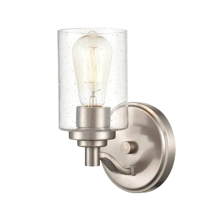 Low - Bay Industrial Lighting Fixtures for Small FactoriesSingle Lamp Wall Sconce - Satin Nickel - Clear Seeded Glass - 6.125in. Extension - E26 Medium Base Low - Bay Industrial Lighting Fixtures for Small FactoriesSingle Lamp Wall Sconce - Satin Nickel - Clear Seeded Glass - 6.125in. Extension - E26 Medium Base