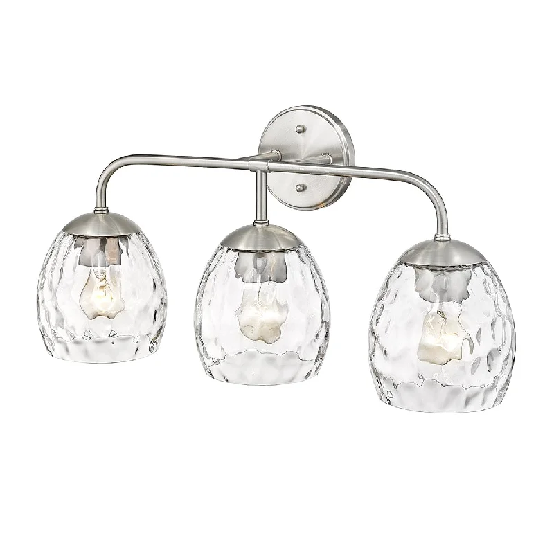 Explosion - Proof Industrial Lighting for Hazardous Locations3 Lamps Gallos Vanity Light - Brushed Nickel - Thumb Print Glass - 24in. Wide Explosion - Proof Industrial Lighting for Hazardous Locations3 Lamps Gallos Vanity Light - Brushed Nickel - Thumb Print Glass - 24in. Wide