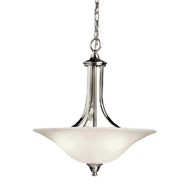 Kichler Lighting 10702NIFL Dover Collection One Light Energy Efficient Pendant Chandelier in Brushed Nickel Finish Kichler Lighting 10702NIFL Dover Collection One Light Energy Efficient Pendant Chandelier in Brushed Nickel Finish
