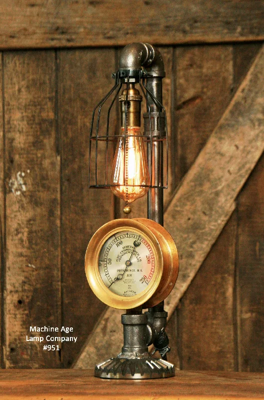 Waterproof Industrial Lighting for Wet AreasSteampunk Lamp, Steam Gauge and Gear Base, #951 sold Waterproof Industrial Lighting for Wet AreasSteampunk Lamp, Steam Gauge and Gear Base, #951 sold