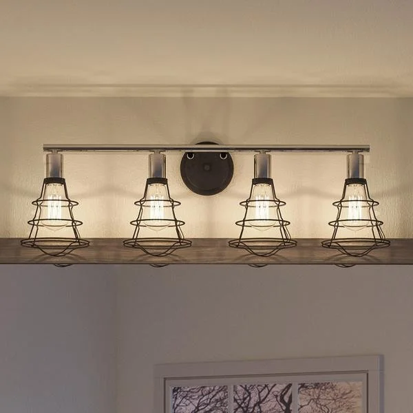 Industrial Lighting for Food Processing FactoriesUHP2422 Vintage Bathroom Vanity Light, 11"H x 34.625"W, Charcoal Finish, Syracuse Collection Industrial Lighting for Food Processing FactoriesUHP2422 Vintage Bathroom Vanity Light, 11"H x 34.625"W, Charcoal Finish, Syracuse Collection