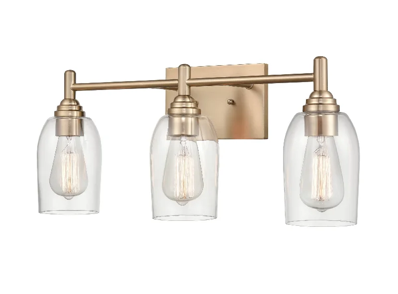 Industrial Task Lighting for Precision Workstations3 Lamps Arlett Vanity Light - Modern Gold - Clear Glass - 22in. Wide Industrial Task Lighting for Precision Workstations3 Lamps Arlett Vanity Light - Modern Gold - Clear Glass - 22in. Wide