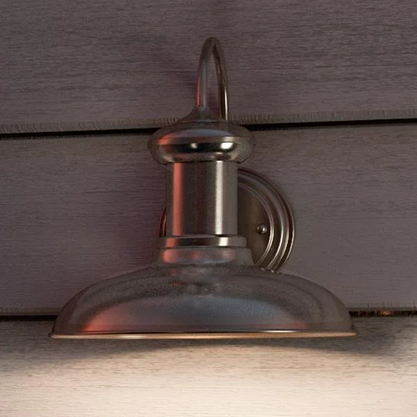 Energy - Efficient Industrial Lighting for Cost - SavingsUHP1025 Luxe Industrial Chic Outdoor Wall Light, 10.75"H x 10"W, Aged Nickel Finish, Palermo Collection Energy - Efficient Industrial Lighting for Cost - SavingsUHP1025 Luxe Industrial Chic Outdoor Wall Light, 10.75"H x 10"W, Aged Nickel Finish, Palermo Collection