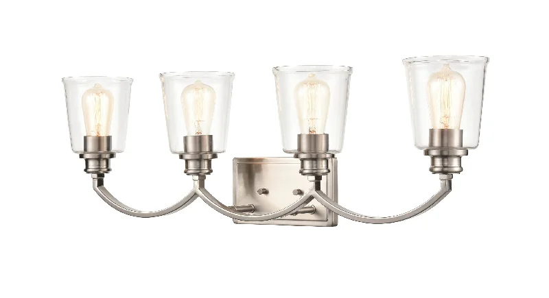 High - Bay LED Industrial Lighting for Warehouses4 Lamps Forsyth Vanity Light - Brushed Nickel - Clear Glass - 31in. Wide High - Bay LED Industrial Lighting for Warehouses4 Lamps Forsyth Vanity Light - Brushed Nickel - Clear Glass - 31in. Wide