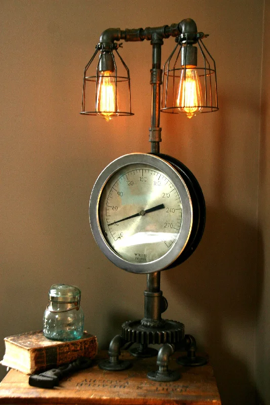 Industrial Lighting for Pharmaceutical ManufacturingMachine Age Steam Gauge Steampunk Lamp #51 - SOLD Industrial Lighting for Pharmaceutical ManufacturingMachine Age Steam Gauge Steampunk Lamp #51 - SOLD