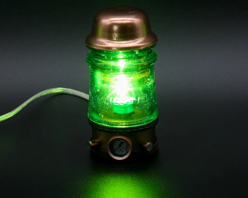 Industrial Lighting with High CRI (Color Rendering Index) for True Color PerceptionSteampunk Turquoise Glass Insulator Lamp, Aluminum Base, Industrial Lighting, Man Cave Deco, Neo Victorian Cyberpunk Lamp Industrial Lighting with High CRI (Color Rendering Index) for True Color PerceptionSteampunk Turquoise Glass Insulator Lamp, Aluminum Base, Industrial Lighting, Man Cave Deco, Neo Victorian Cyberpunk Lamp