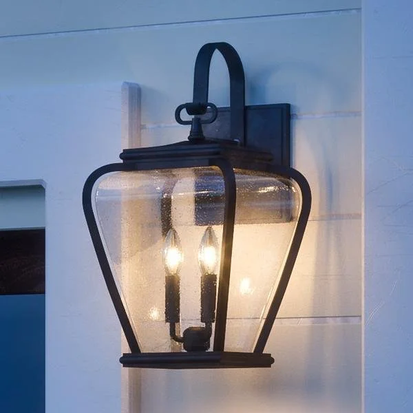 Corrosion - Resistant Industrial Lighting for Coastal FactoriesUQL1202 French Rustic Outdoor Wall Light, 19"H x 9.5"W, Black Silk Finish, Florence Collection Corrosion - Resistant Industrial Lighting for Coastal FactoriesUQL1202 French Rustic Outdoor Wall Light, 19"H x 9.5"W, Black Silk Finish, Florence Collection