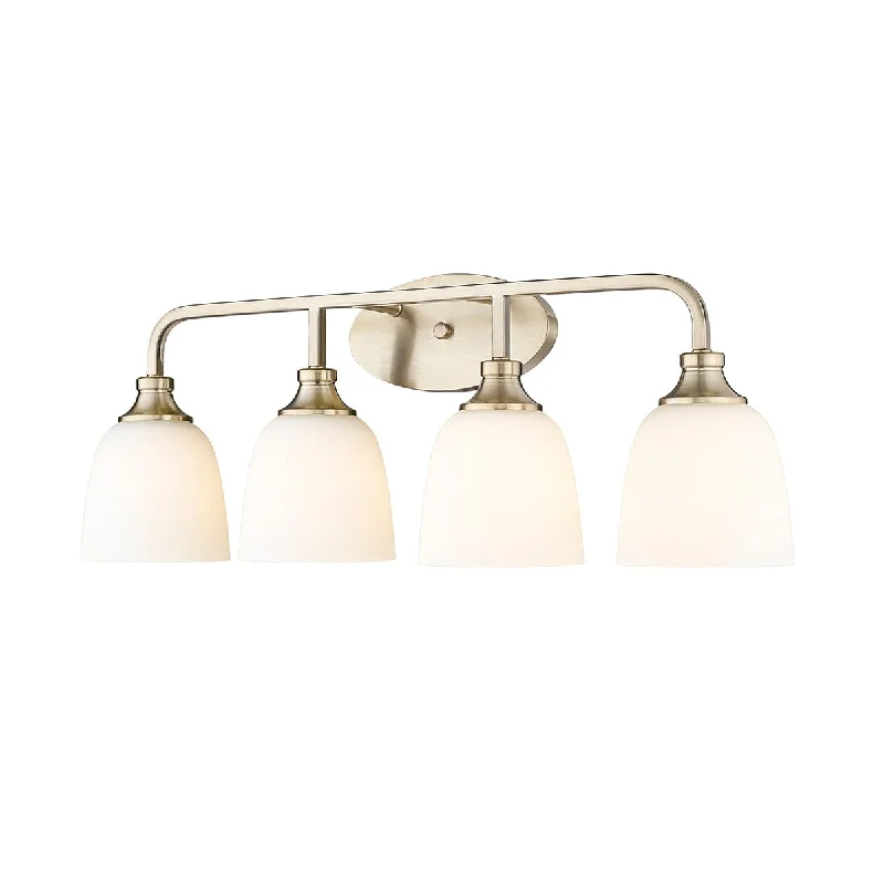 Waterproof Industrial Lighting for Wet Areas4 Lamps Alberta Vanity Light - Modern Gold - White Glass - 30in. Wide Waterproof Industrial Lighting for Wet Areas4 Lamps Alberta Vanity Light - Modern Gold - White Glass - 30in. Wide