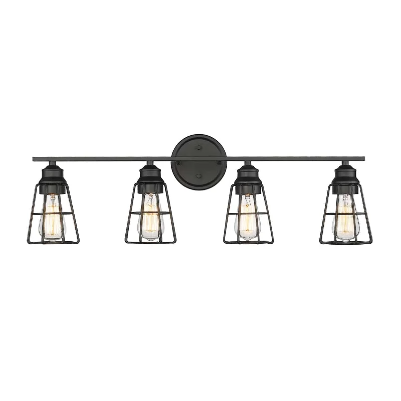 Corrosion - Resistant Industrial Lighting for Coastal Factories4 Lamps Vanity Light - Matte Black - 32in. Wide Corrosion - Resistant Industrial Lighting for Coastal Factories4 Lamps Vanity Light - Matte Black - 32in. Wide