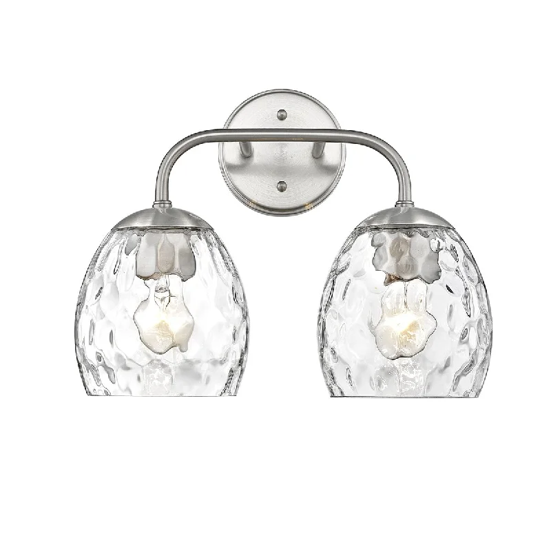 Adjustable Industrial Lighting for Flexible Illumination2 Lamps Gallos Vanity Light - Brushed Nickel - Thumb Print Glass - 15.125in. Wide Adjustable Industrial Lighting for Flexible Illumination2 Lamps Gallos Vanity Light - Brushed Nickel - Thumb Print Glass - 15.125in. Wide