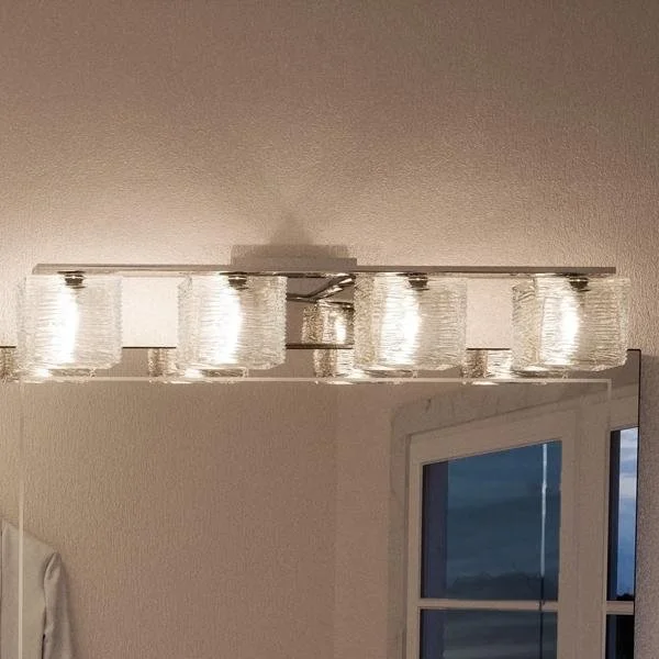Dimmable Industrial Lighting for Ambiance ControlUQL2725 Modern Bathroom Light, 6.75"H x 32"W, Polished Chrome Finish, San Diego Collection Dimmable Industrial Lighting for Ambiance ControlUQL2725 Modern Bathroom Light, 6.75"H x 32"W, Polished Chrome Finish, San Diego Collection