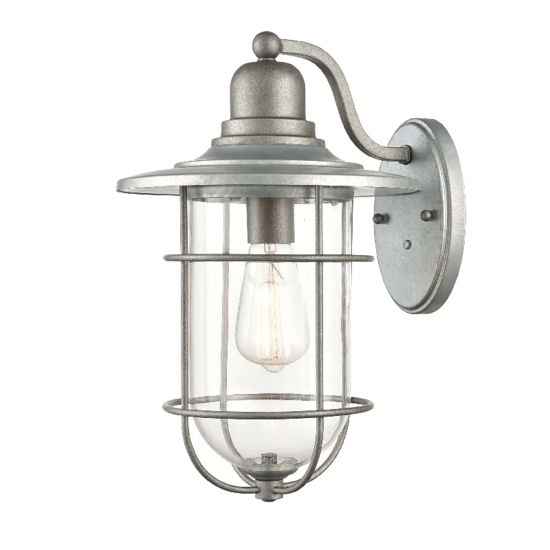 Industrial Pendant Lighting for Machine ShopsOutdoor Wall Sconce - Galvanized - Clear Glass - 11in. Extension - E26 Medium Base Industrial Pendant Lighting for Machine ShopsOutdoor Wall Sconce - Galvanized - Clear Glass - 11in. Extension - E26 Medium Base